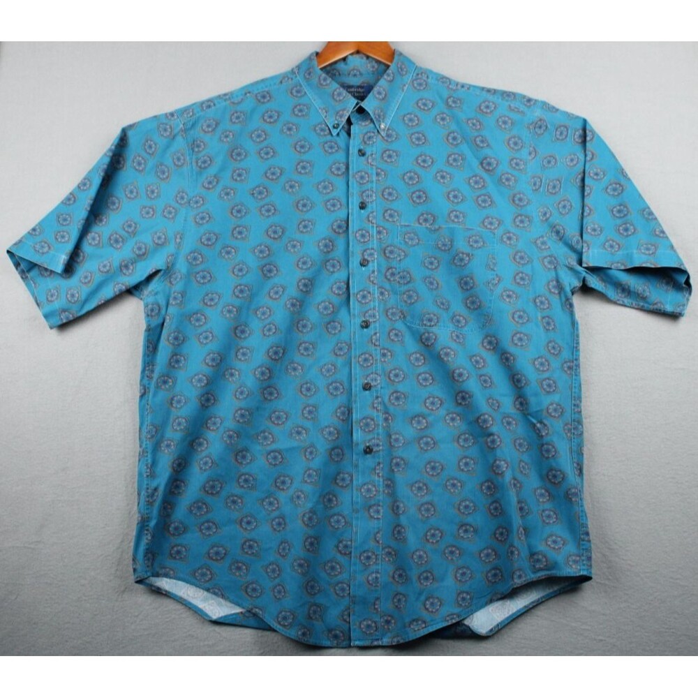90s Cambridge Classic Mervyns Large Aqua Circle All Over Print Loose Fit Skater